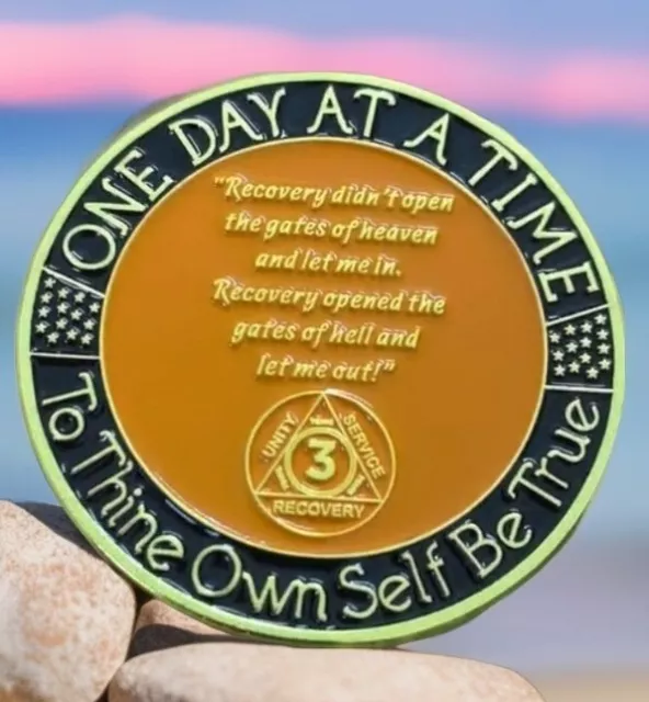 THREE YEARS SOBER Chip Token, Alcoholics Anonymous Sobriety Coin, AA ...
