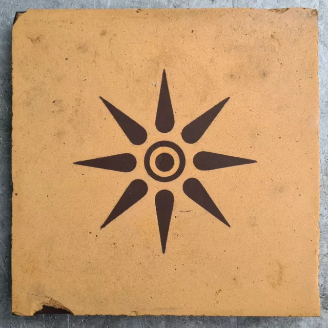 Antique Victorian Maw & Co 6” x 6” Buff Encaustic Floor Tile Reclaimed