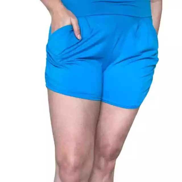 Buttery Soft Solid Harem Shorts with Pockets - Turquoise