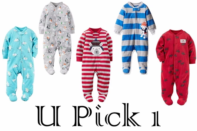 Fleece Sleep Play Carters Pajamas Boys Sleeper Warm Outfit Footed Coverall Micro