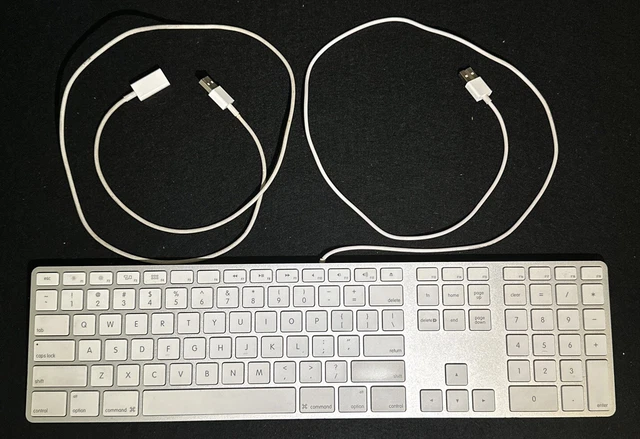 Apple Wired Aluminum USB Keyboard A1243 + Apple 1M USB Extender Cable