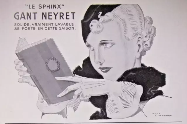 Publicité Presse 1935 Le Sphinx Gant Neyret Solide Vraiment Lavable -Advertising