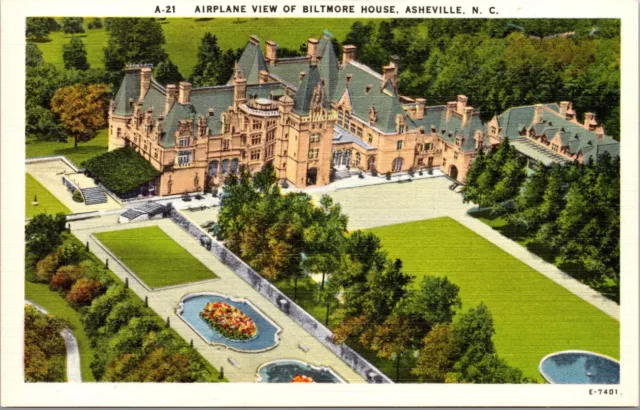 Airplane View of Biltmore House, Asheville NC, Linen, Unposted