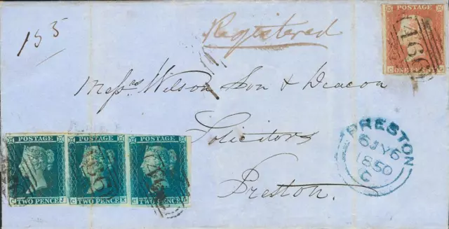 Groß Britannien. Umschlag Yvert 3, 4 (3) . 1850. 1 P Rot Kastanie Und 2 P Blau,