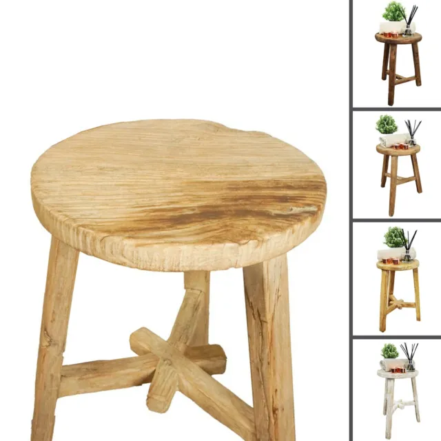 Rustic Circular Barn Stool Farmhouse Side Table, Bathroom Stool - Height 50cm