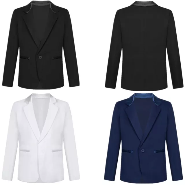 Blazer Enfant Garçon Un Bouton Veste de Costume Jacket Vestons Mariage Soirée