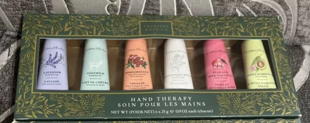 CRABTREE & EVELYN HAND THERAPY SET OF  6 x ASSORTED 25g TUBES -  BRAND NEW BOXED