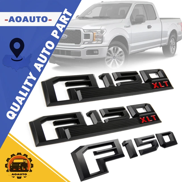 3x 3D Black Red Fender&Rear Tailgate Emblem for F-150 XLT 2015+ Replacement Set