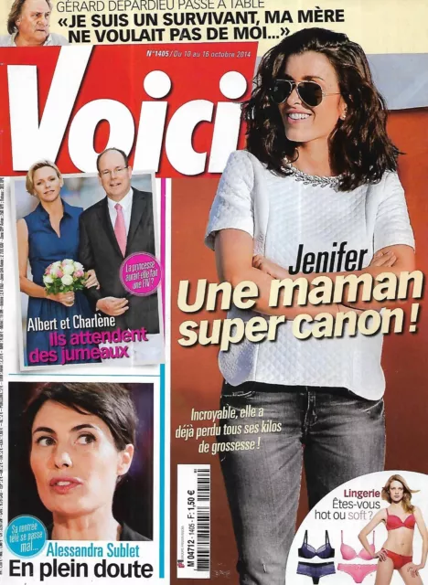 VOICI n°1405 100/10/2014 Jenifer/ A.Sublet/ Albert & Charlène/ DEpardieu/ Yell e