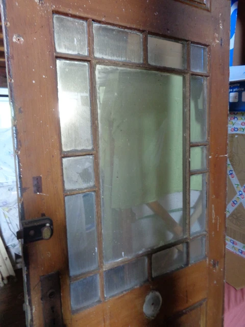 Antique 1860s Glass & Wood Door Architectural  82"(H)x31"x1.25 thick -PICK UP NJ 3