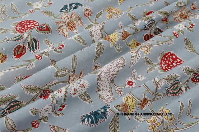 100% Coton Indien Handmade Imprimé Floral Course Desseré Couture Par Yard Tissu