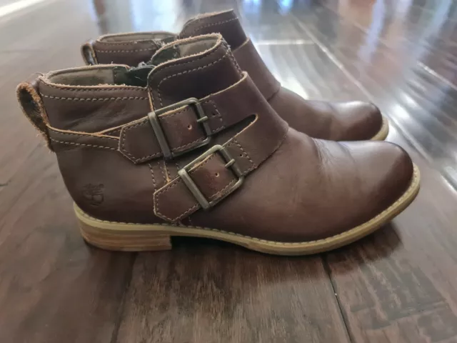 Timberland Earthkeepers Savin Hill Womens Boots 6 Brown Leather Zip Buckle Y2K