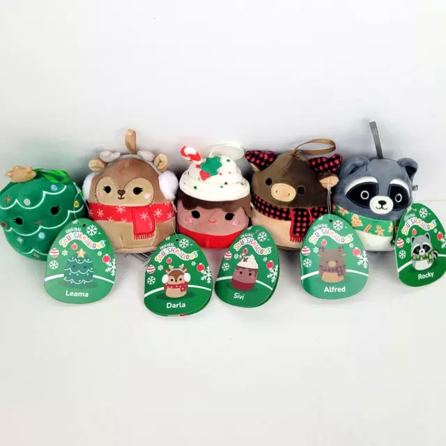 Set of 5 Squishmallows Holiday Collection Christmas Ornaments 2023 Classic Squad