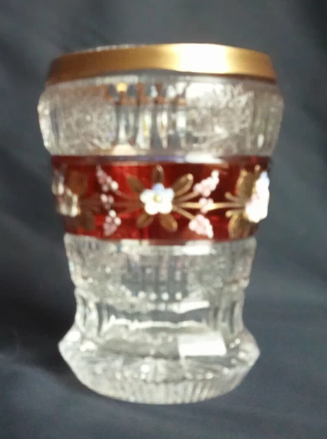 ancien vase moser cristal de bohème émaillé art nouveau