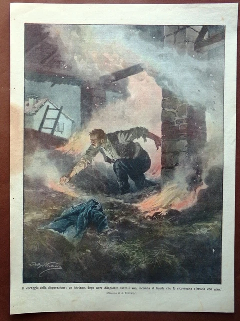 Retrocopertina Domenica Corriere nr. 34 del 1910 Disperazione ad Istria Suicidio