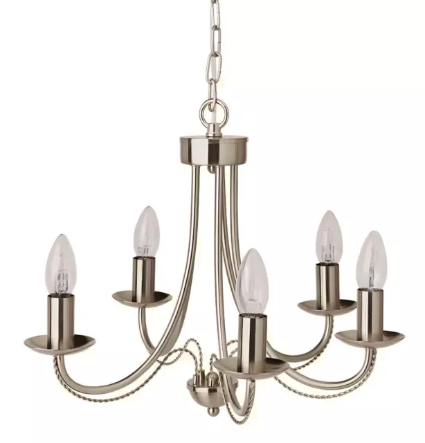 5 Way Chandelier Ceiling Light Fitting Twisted Design LED Bulbs Brushed Chrome