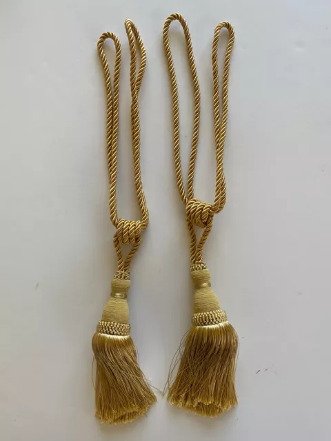 Set of 2 Drapery Tassel Tieback Gold Champagne Large Rope Curtain