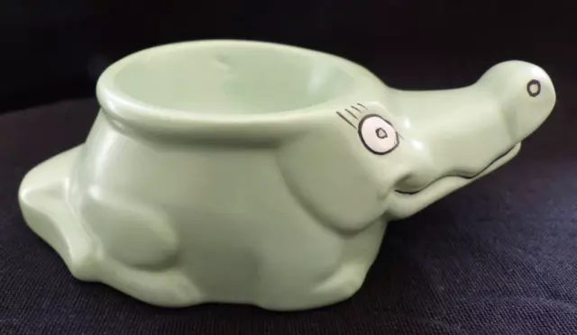 Carlton Ware Green Ceramic Crocodile Egg Cup - England - Vgc