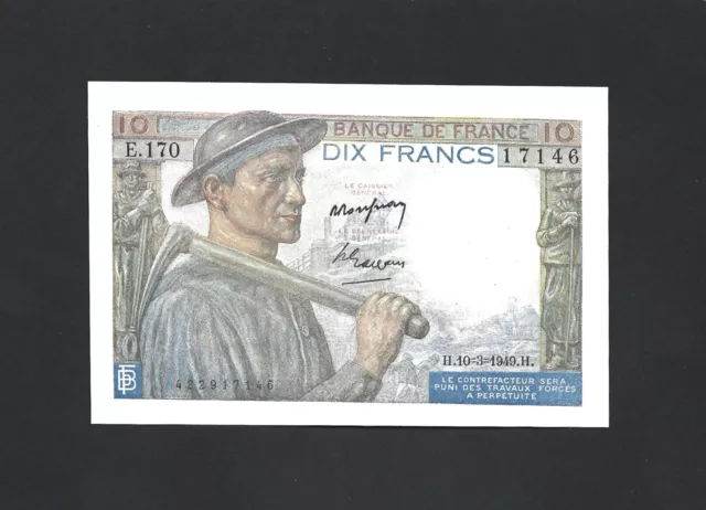 Billet 10 FRANCS  MINEUR 10/3/1949 E.170 N°422917145 état NEUF