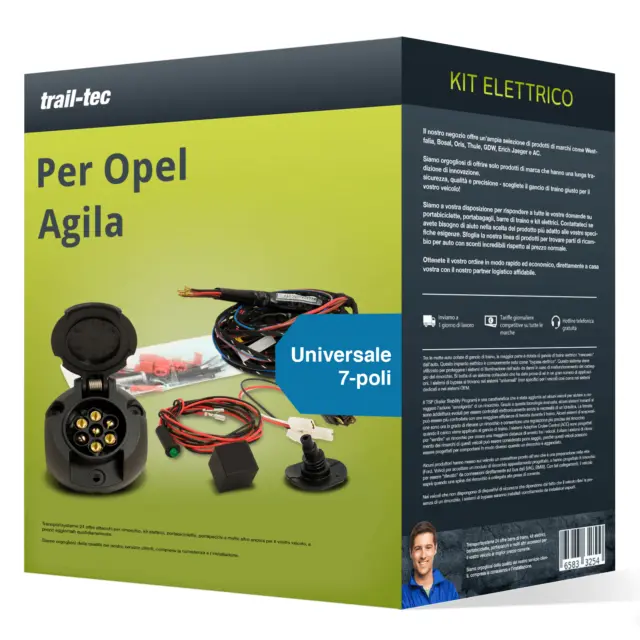 7 poli universale kit elettrico per OPEL Agila, Tipo A H00 trail-tec Nuovo
