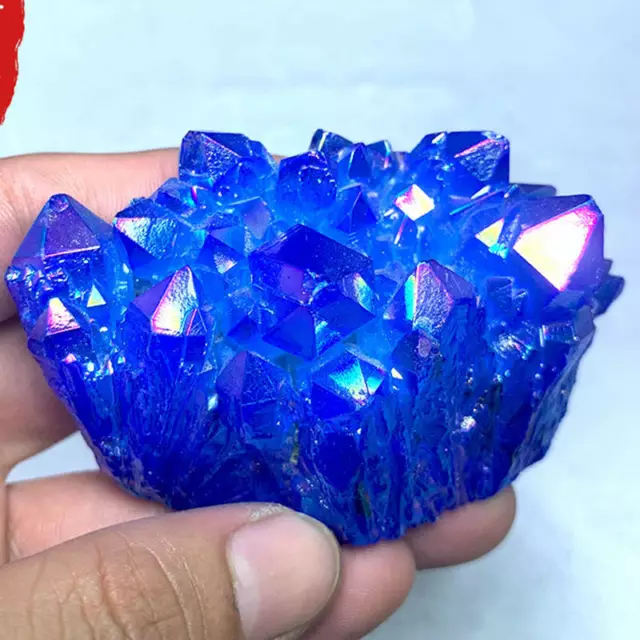 100g Natürliche Aura Blau Titan VUG Quarz Edelstein Kristall Cluster Exemplare