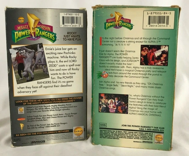 2 Vhs Tapes Mighty Morphin Power Rangers Alphas Christmas Rocky White 