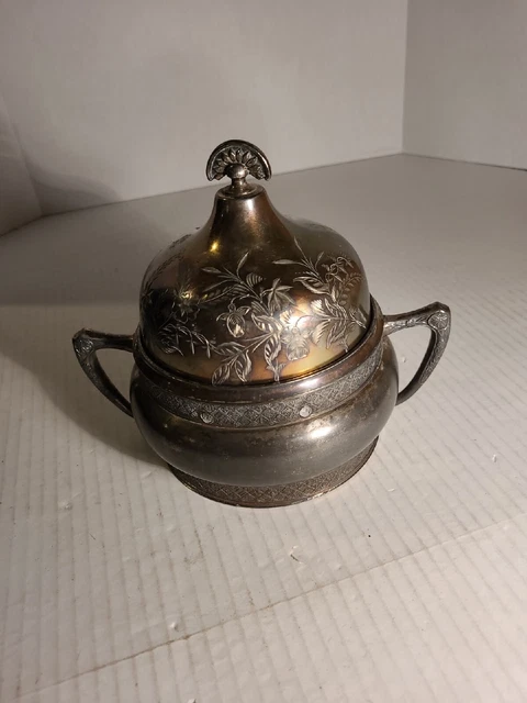 Antique Aurora S.P. MFG CO. Quadruple SILVER Covered Butter Dish Plate. #948