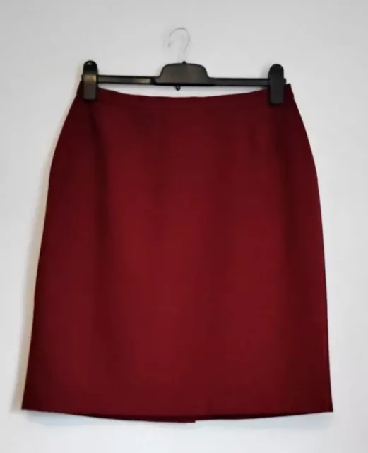 Ladies st. Michael Marks & Spencer Red Pencil Skirt sz 14 Pure new wool Waist 29