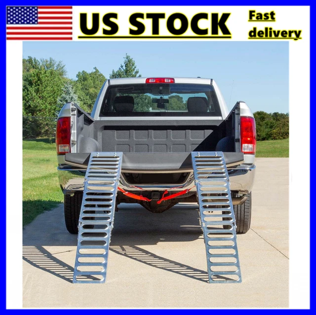 Tri-Fold Loading Ramp Steel Motorcycle ATV/UTV Quad Lawn Mower Truck 500 lbs US