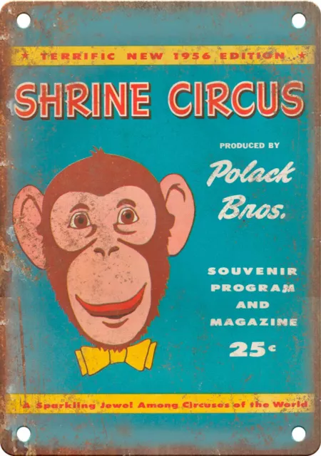 1956 Shrine Circus Polack Bros Circus 12" x 9" Reproduction Metal Sign ZH218