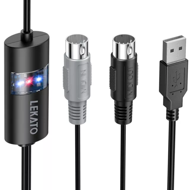 USB MIDI Cable Interface Upgrade Professional MIDI to USB IN-OUT Cable Converter
