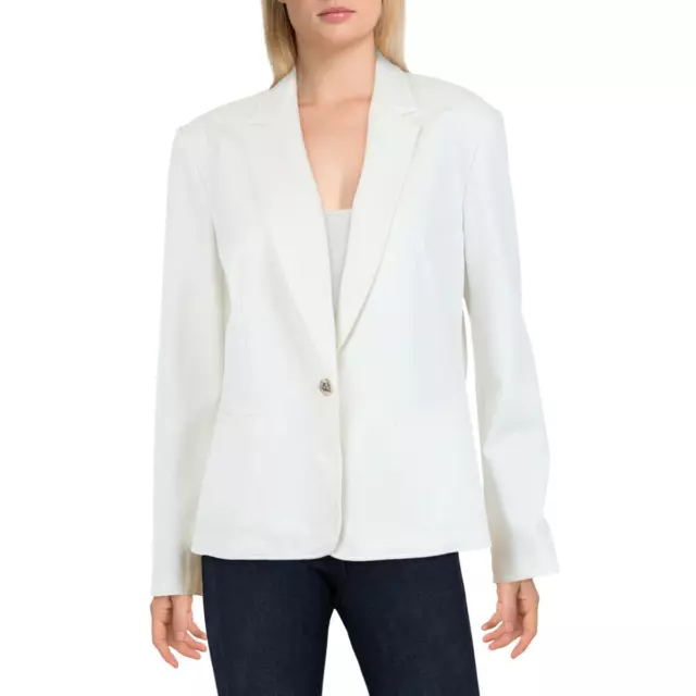 Anne Klein Womens White Office Business One-Button Blazer Jacket L BHFO 9316