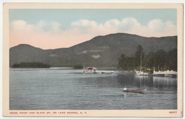 c1920s~Lake George New York NY~Pearl Point~Black Mountain~Antique VTG Postcard