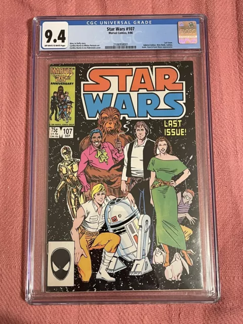 Star Wars #107, CGC 9.4 OW to WP, Last Issue, Marvel Comics!