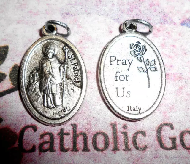 Saint St.Patrick - Pray für US auf Rückseite - Oxidiert Druckguss Italienische 1