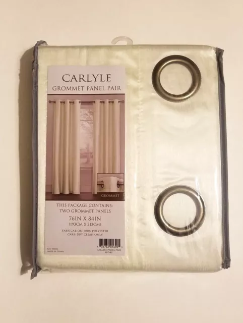 CARLYLE GROMMET PANEL Window Curtain Pair IVORY Total 76
