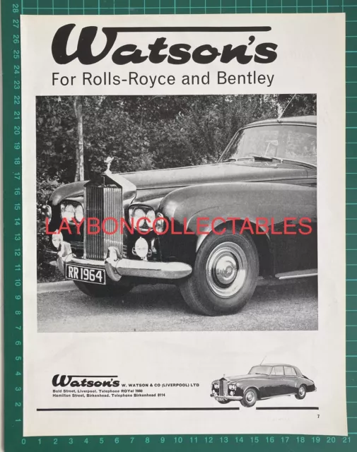 Vintage 1960s Rolls Royce Watsons Liverpool Car Advert Magazine Ad 1964