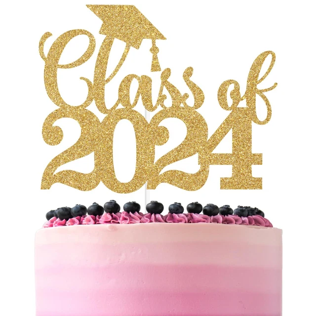 GOLD GLITTER CLASS of 2024 Cake Topper Congrats Grad 2024/Congrats