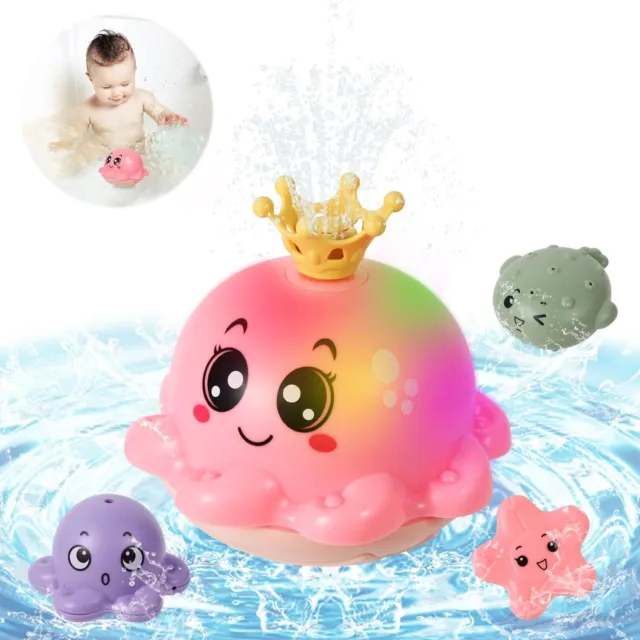 Baby Bath Toys for 1 +Years Boys Girls Game Light Up Automatic Spray Octopus Toy