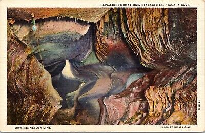 Lava Like Formations Stalactites Niagara Cave Minnesota Iowa Line MN Postcard