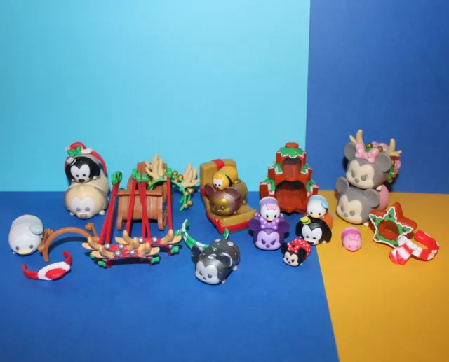 Disney Tsum Tsum Mickey Minnie Pluto Vinyl Figures & Christmas Accessories Lot