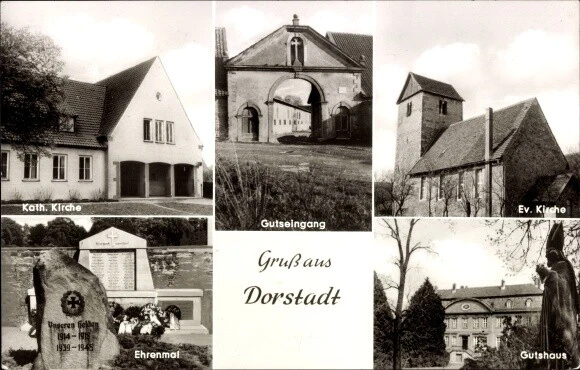 Ak Dorstadt Wolfenbüttel in Niedersachsen, Ev. Kirche, Gutshaus.... - 3174616