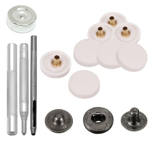 15mm S Spring Press Studs Snap Fasteners Plastic Cap No-Sew Snap Buttons Tools