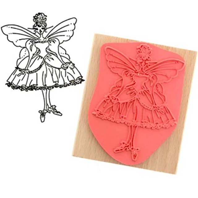 Create & Craft STYLISED FAIRY Rubber Ink Stamp on Beech Block - Free UK P&P (3)