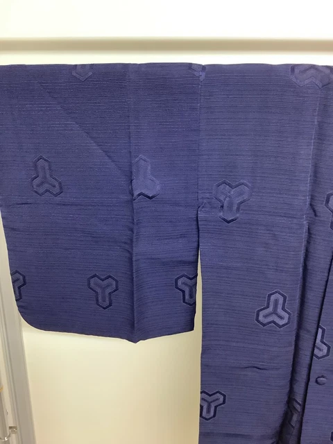 Japanese Vintage Kimono MICHIYUKI COAT Navyblue embroidery Height 33.46inch used 10