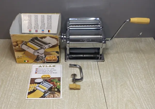 Marcato Atlas Pasta Maker Model 150 Hand Crank Machine Made Italy EUC