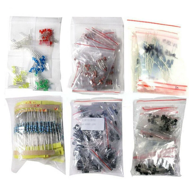 Electronic Components Kit 1390PCS LED Diodes Resistors Electrolytic Capacitors