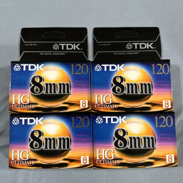 Lot of 4 TDK 8mm HG Ultimate 120 Camcorder Video Cassette Tape New & Sealed