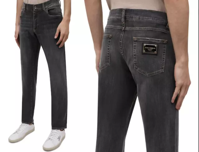 Dolce Gabbana Jeans Denim Comfort Pants Trousers 5 Pockets Metal Plate 58