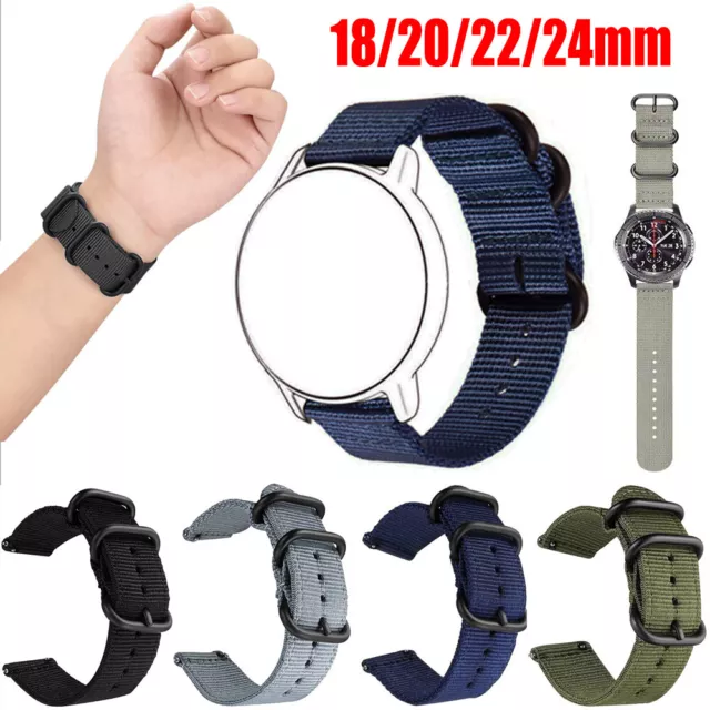 Nylongewebe Lederarmband Gewebtes Smartwatch Armband Ersatzarmband 18 20 22 24mm